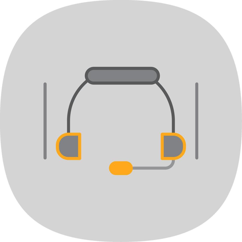 auriculares plano curva icono vector