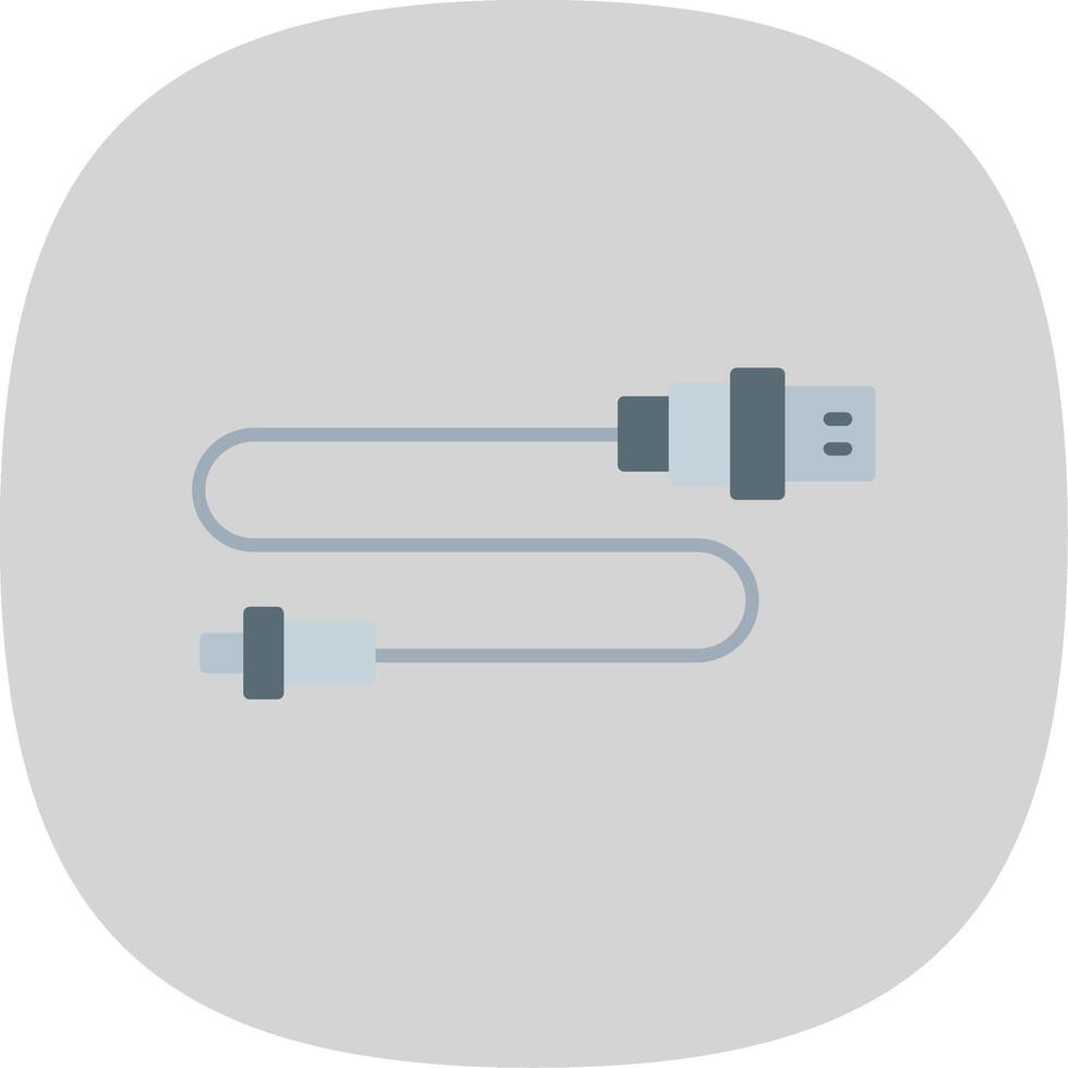 USB conector plano curva icono vector