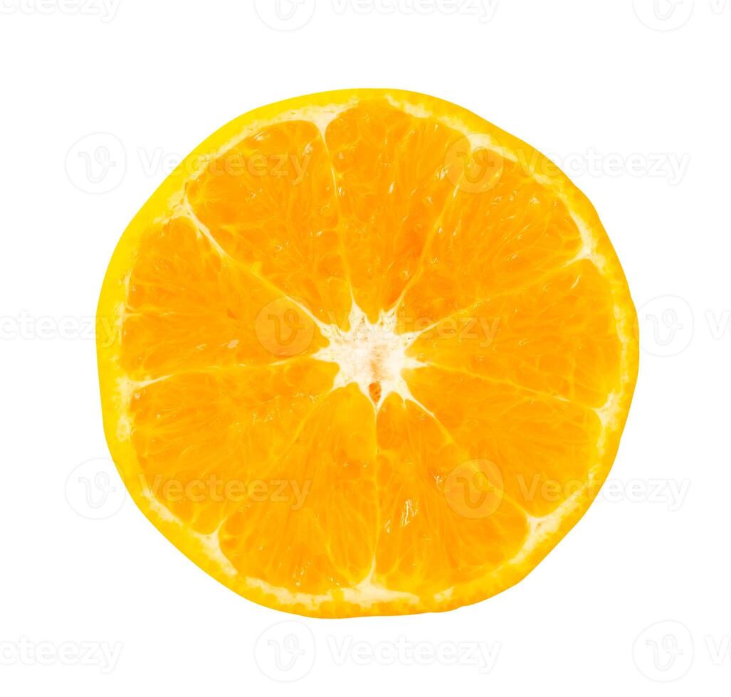 Top view of fresh shogun or tangerine mandarin orange half isolated on white background with clipping path photo