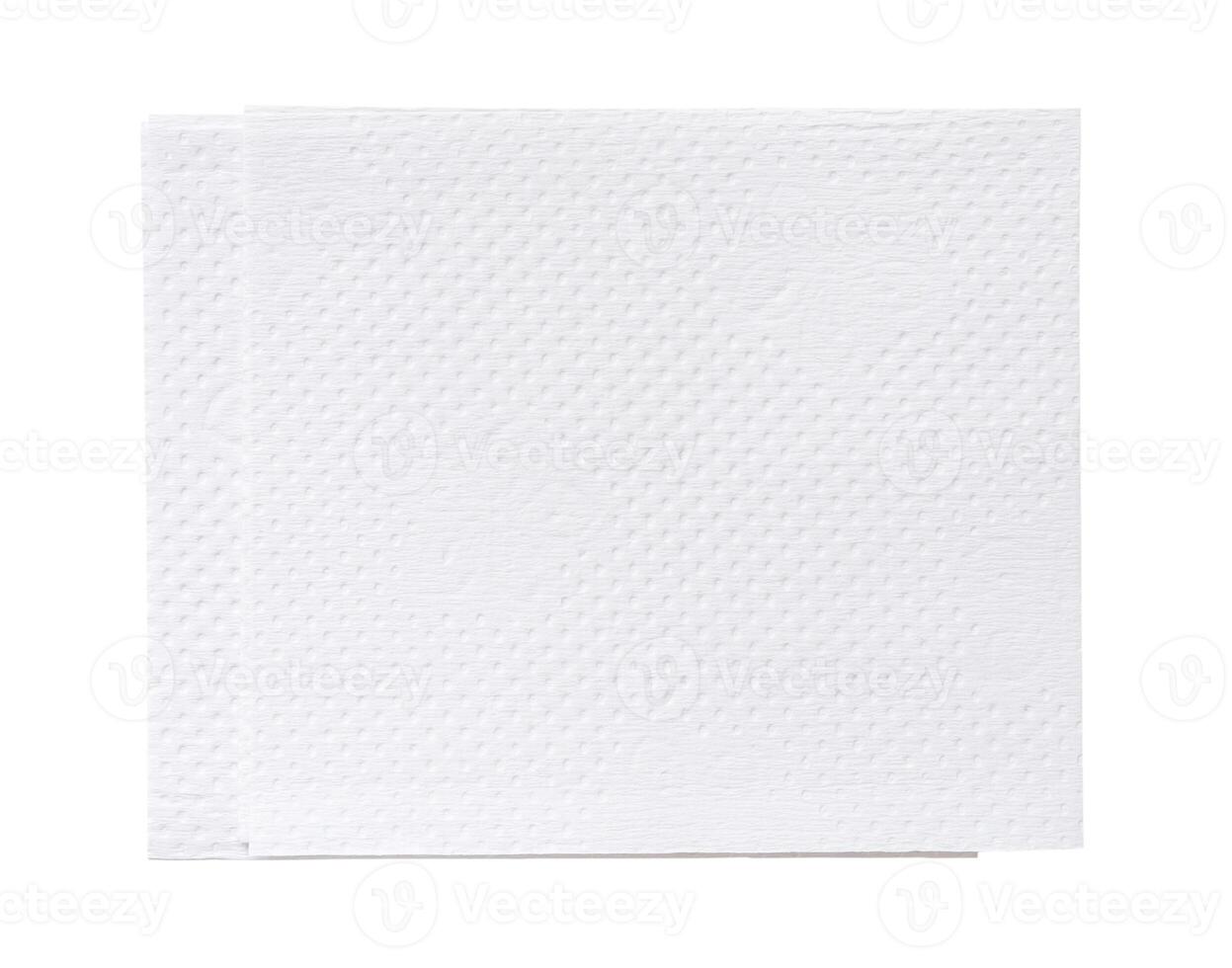 Top view of two folded pieces of white tissue paper or napkin in stack isolated on white background with clipping path photo