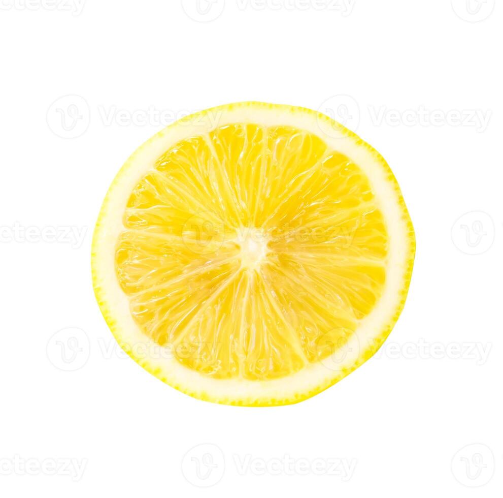 Top view of yellow lemon half isolated on white background with clipping path photo