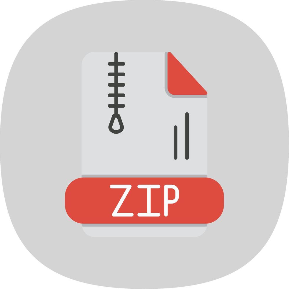 Zip Flat Curve Icon vector