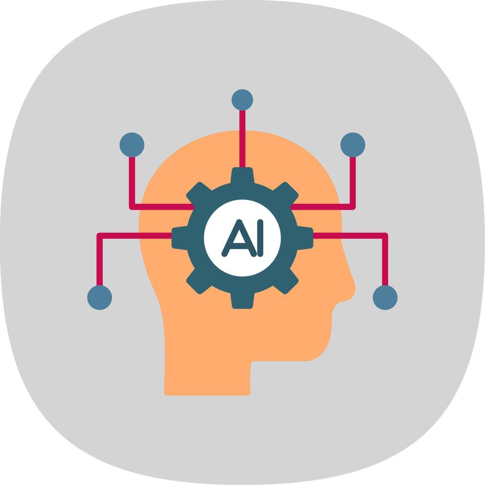 Artificial Intelligence Flat Curve Icon vector