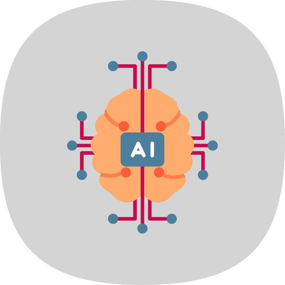 Artificial Intelligence Flat Curve Icon vector
