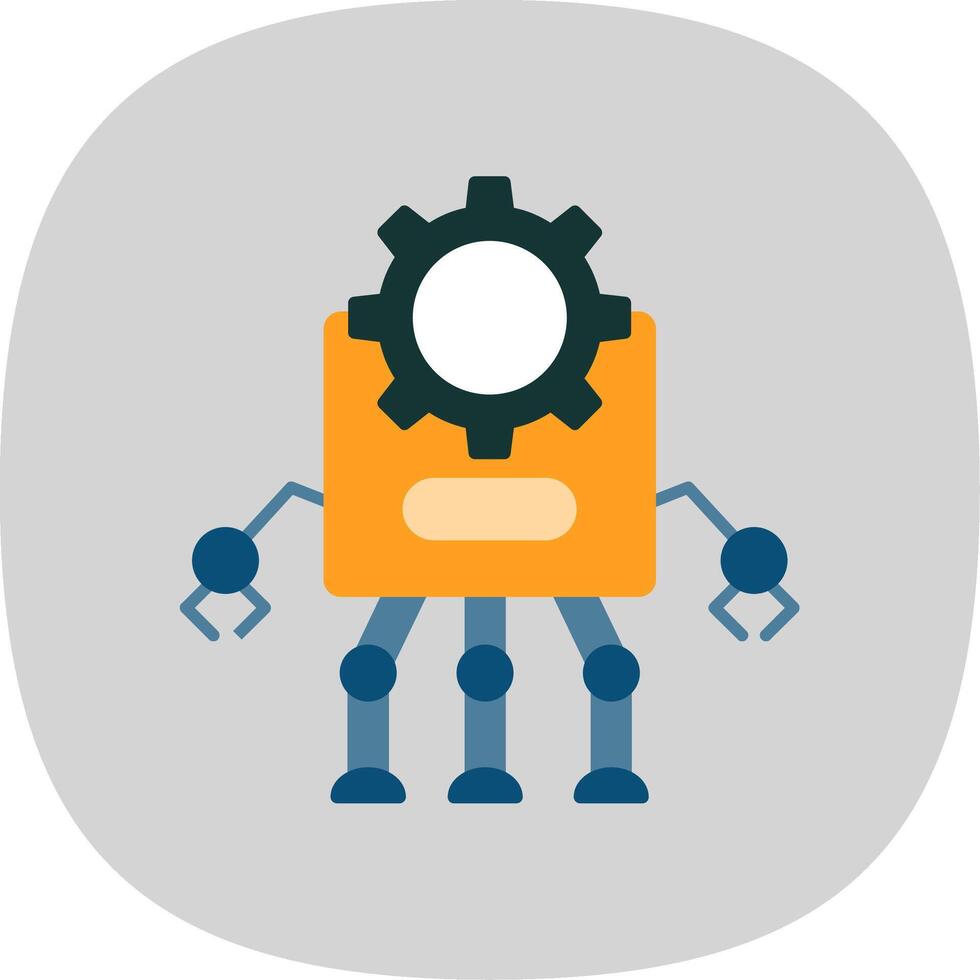 Robot Flat Curve Icon vector