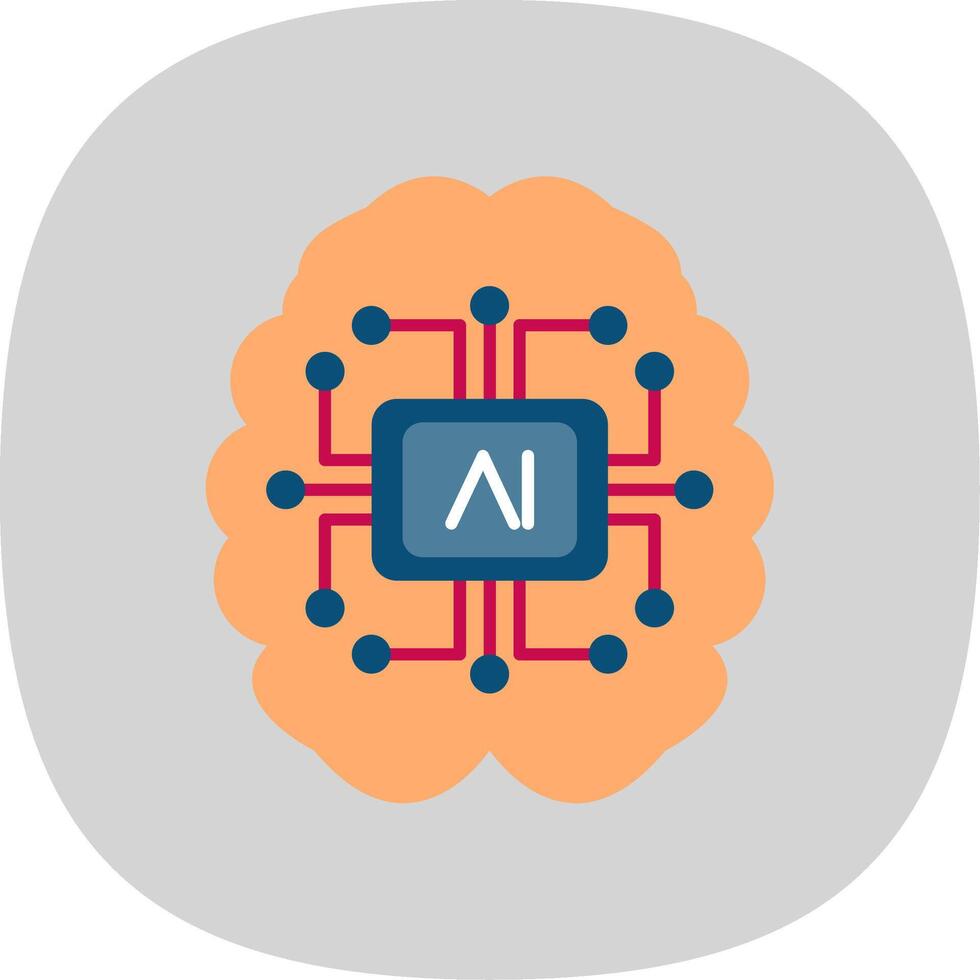 Artificial Intelligence Flat Curve Icon vector