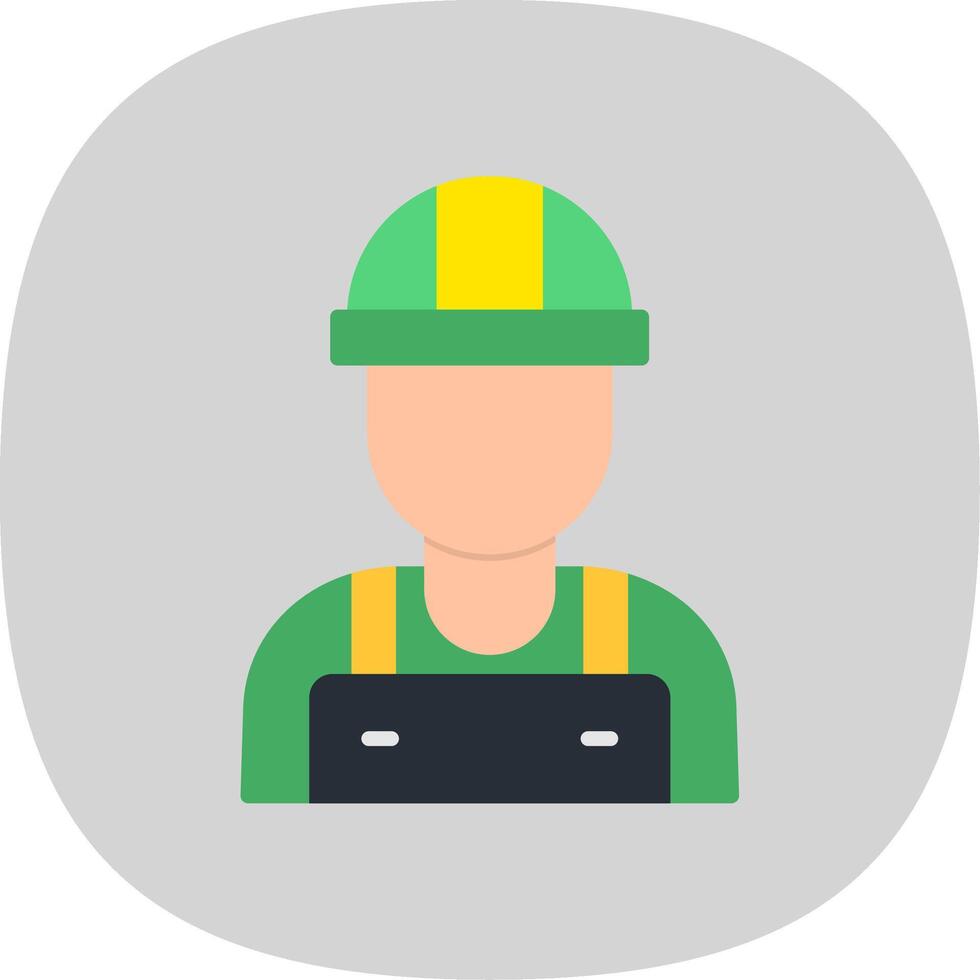 Worker Flat Curve Icon vector