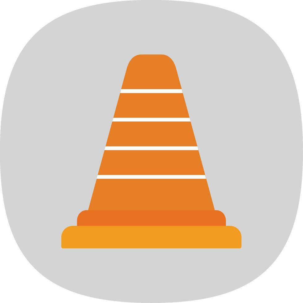 Traffic Cone Flat Curve Icon vector