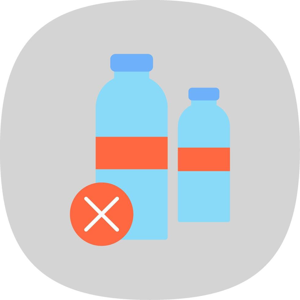 No Plastic Bottles Flat Curve Icon vector