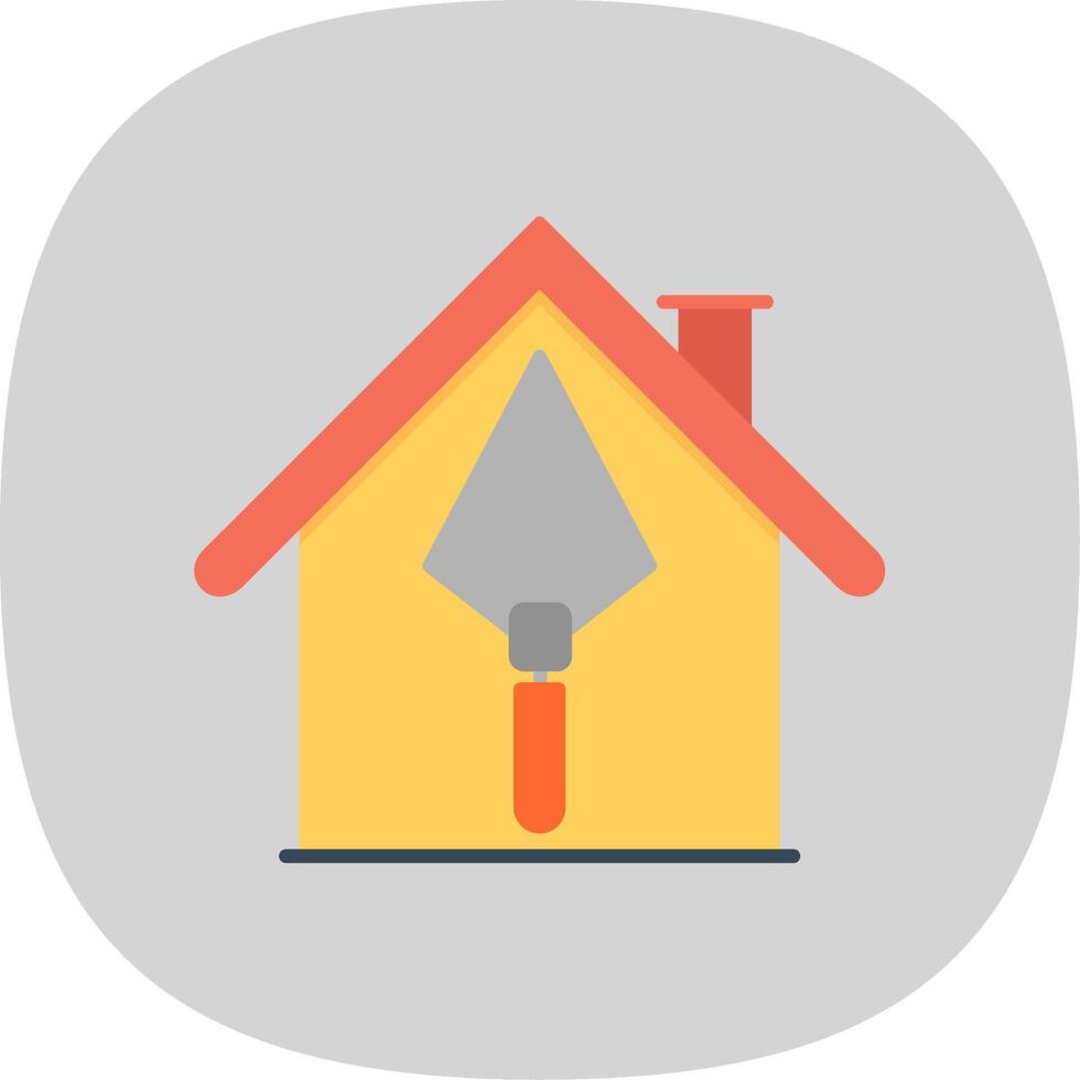 House Construction Flat Curve Icon vector