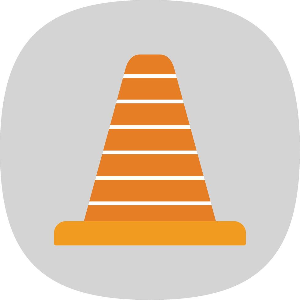 Traffic Cone Flat Curve Icon vector