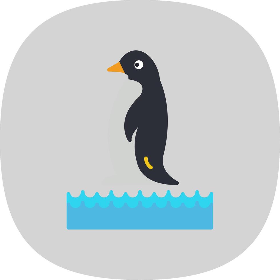 Penguin Flat Curve Icon vector