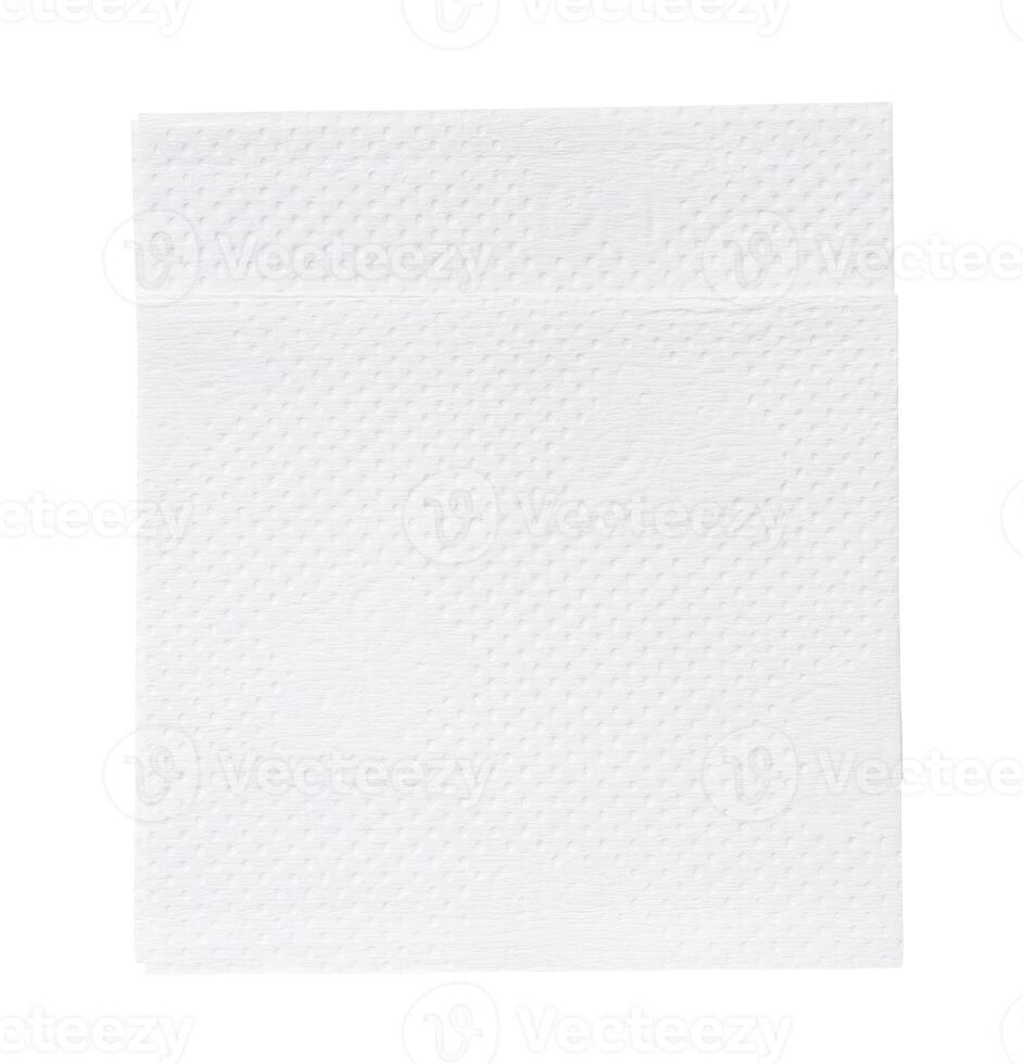 Top view of two folded pieces of white tissue paper or napkin in stack isolated on white background with clipping path photo