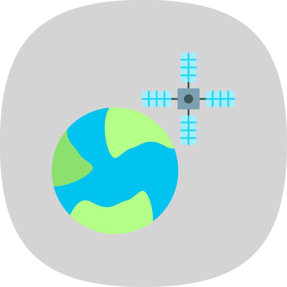 Satellite Flat Curve Icon vector