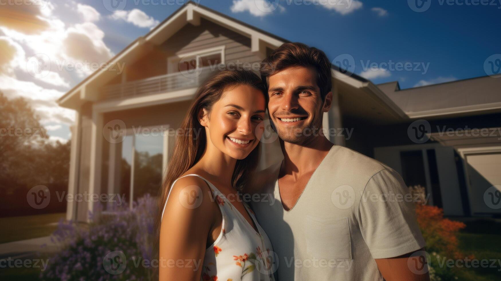 AI generated Happy home with his girlfriend photo
