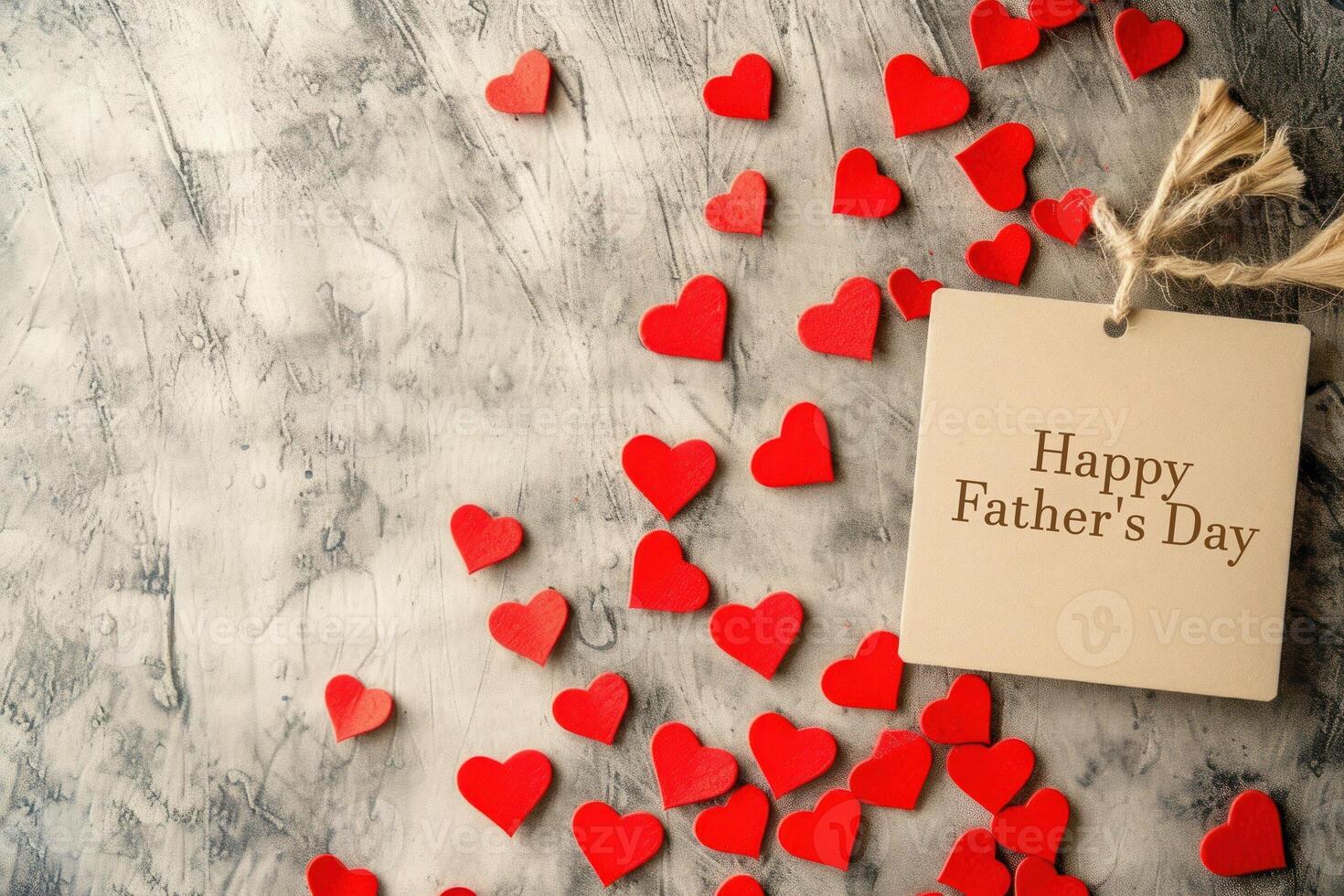 AI generated Happy Fathers day message with red hearts photo