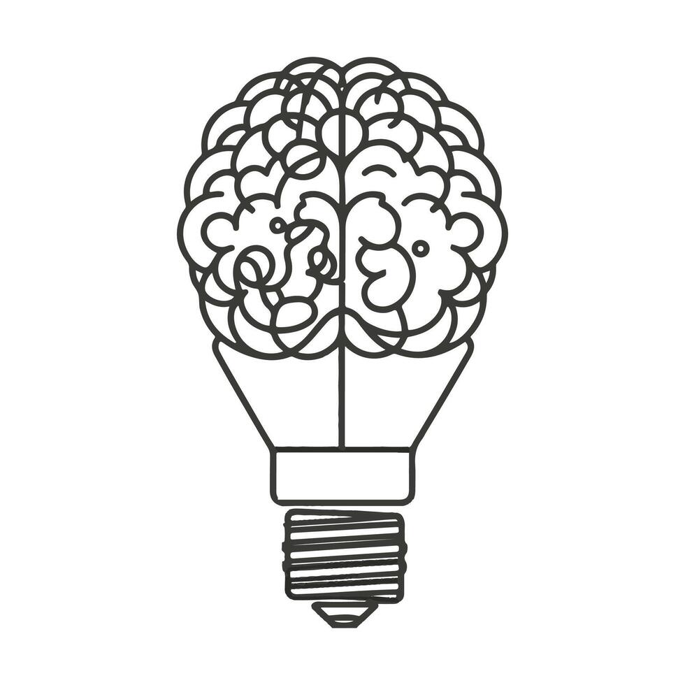light bulb with brain icon, vector illustration