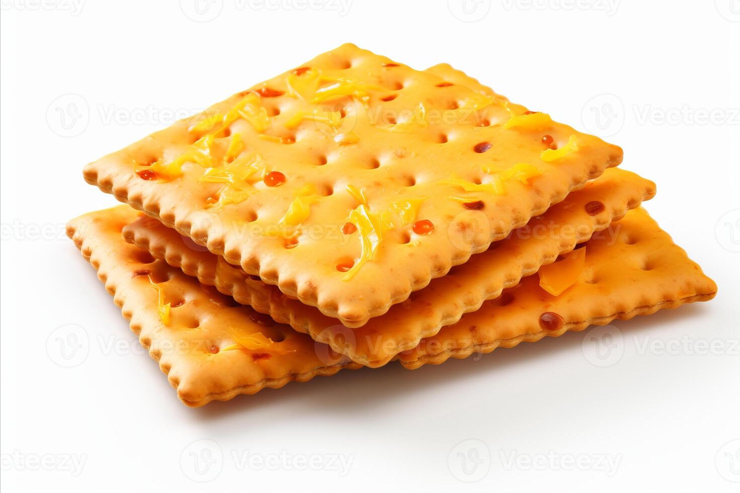 AI generated Assorted crackers and biscuits isolated on white background for snack and appetizer presentation photo