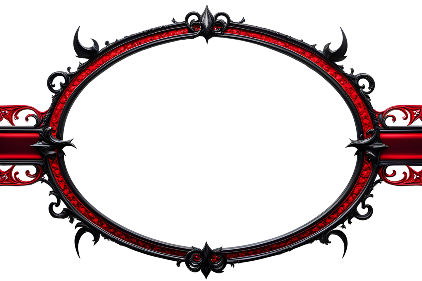 AI generated red and black border frame png transparent background