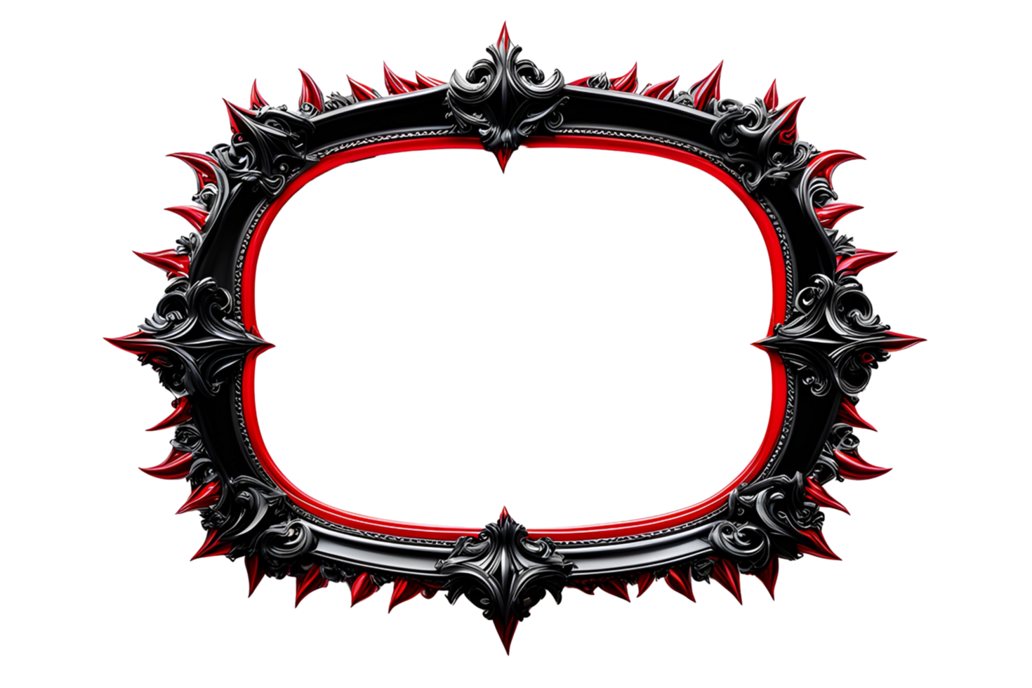 AI generated red and black border frame png transparent background