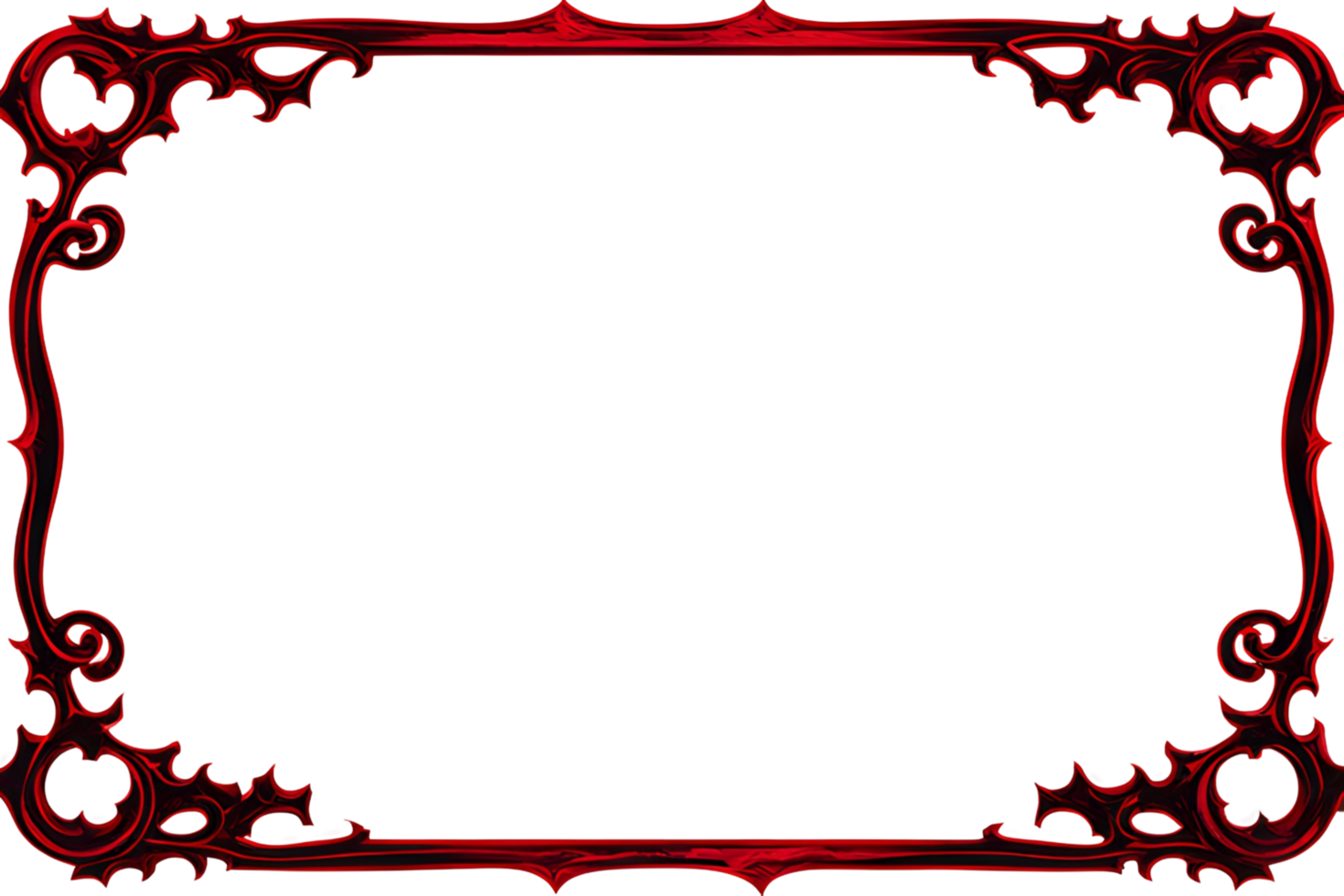 AI generated red and black border frame png transparent background