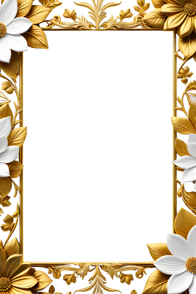 ai generato lusso oro fiore telaio confine png trasparente sfondo