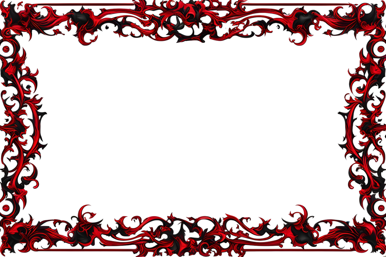 AI generated red and black border frame png transparent background