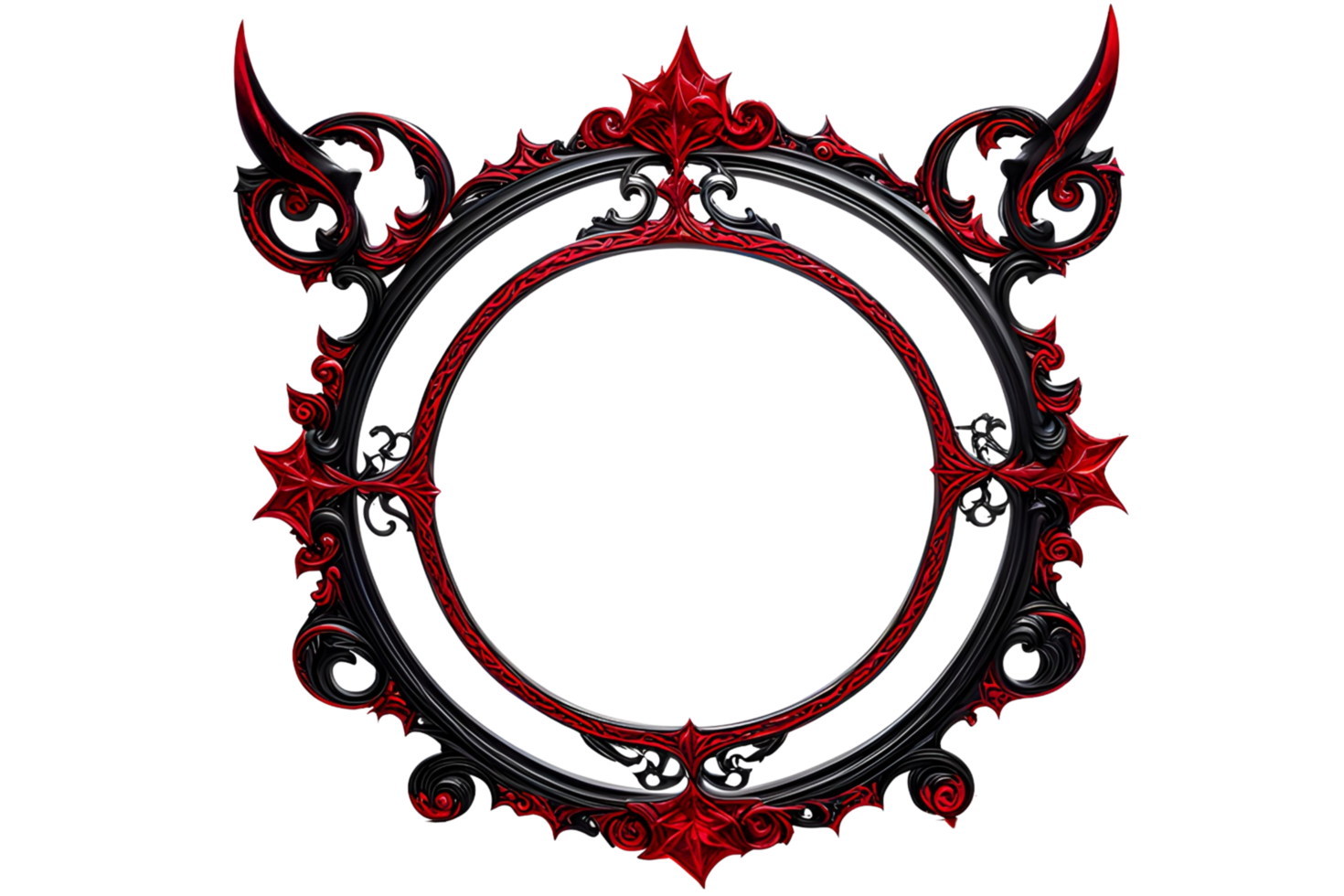 AI generated red and black border frame png transparent background