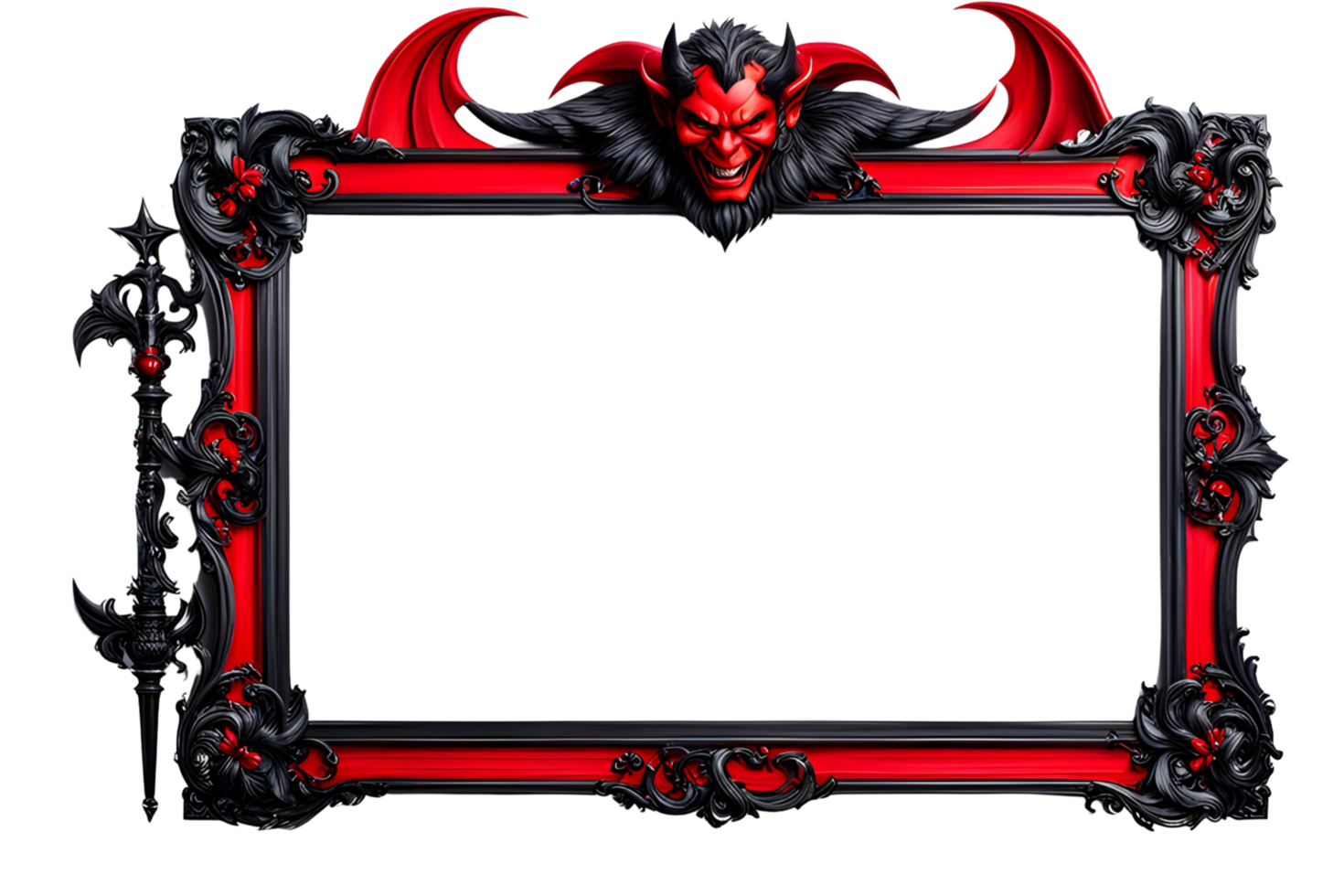 AI generated red and black border frame png transparent background