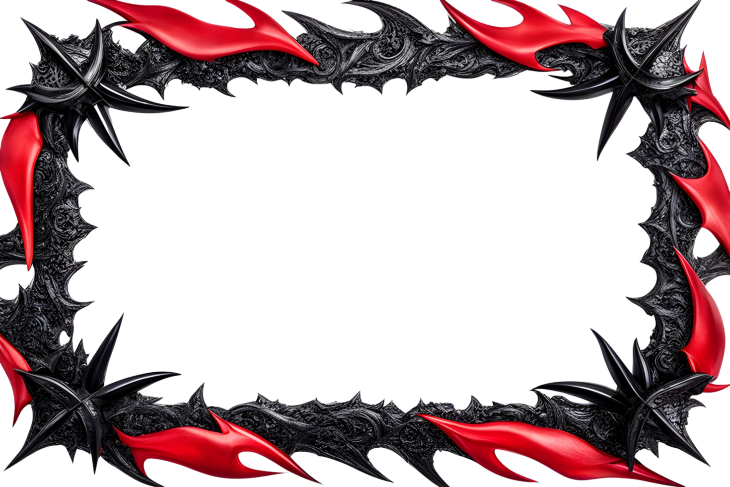 AI generated red and black border frame png transparent background
