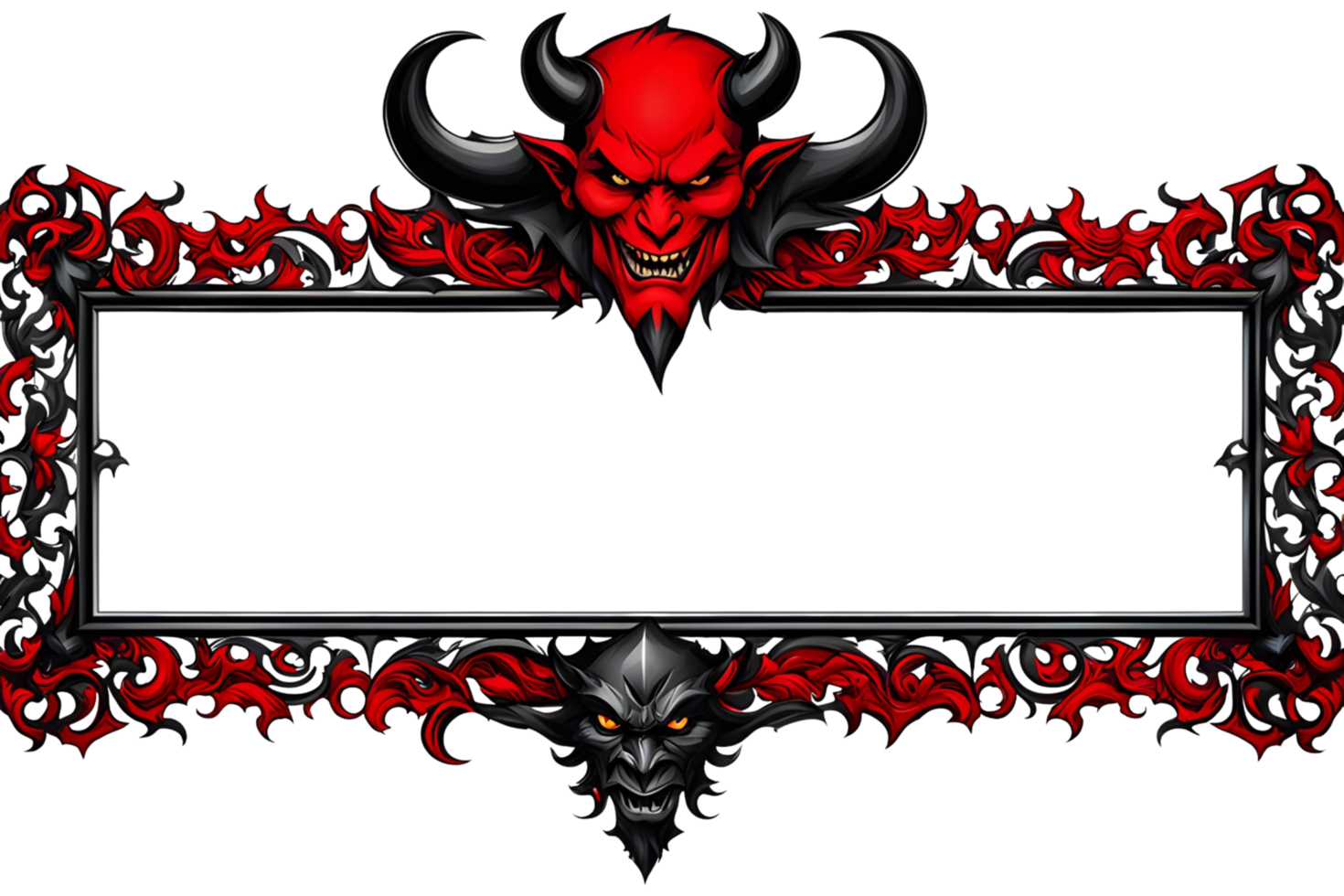 AI generated red and black border frame png transparent background