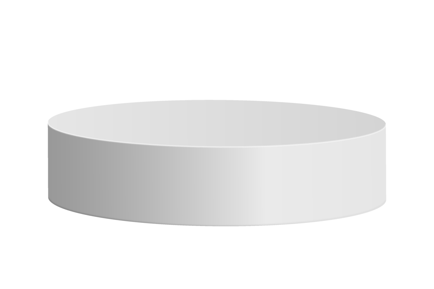 white round podium or circle platform front view on transparent background, white round podium png