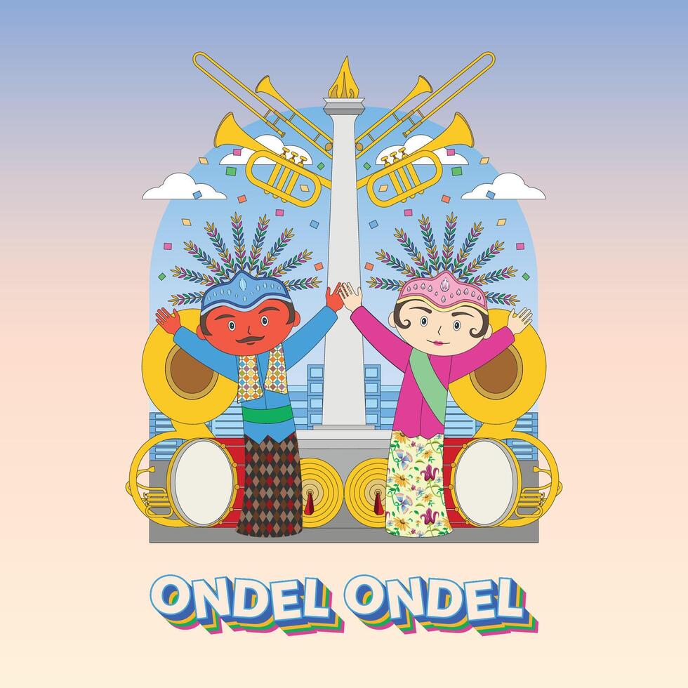 ondel ondel ilustración vector