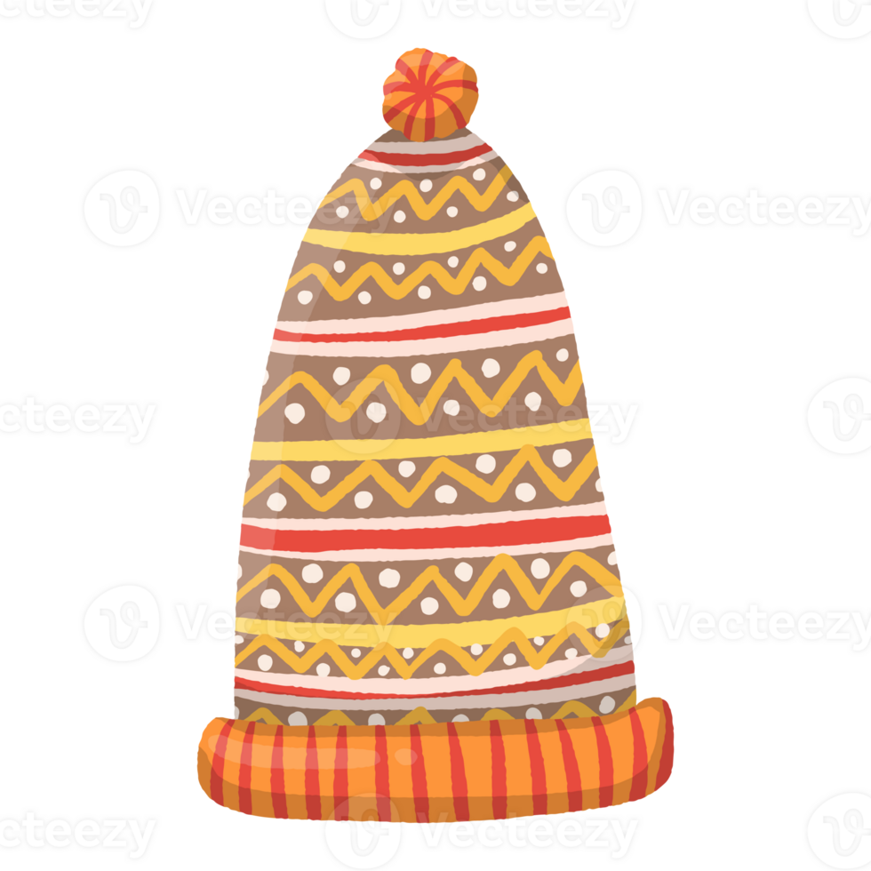 Cartoon style wool hat, bright colors png
