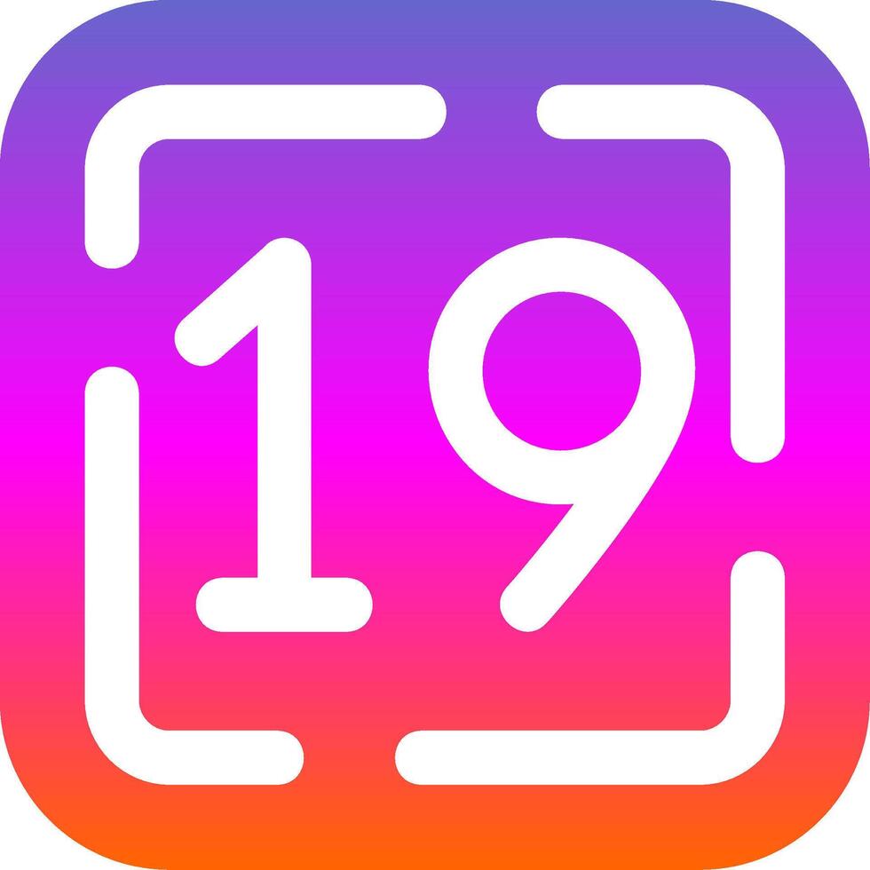 Nineteen Glyph Gradient Icon vector