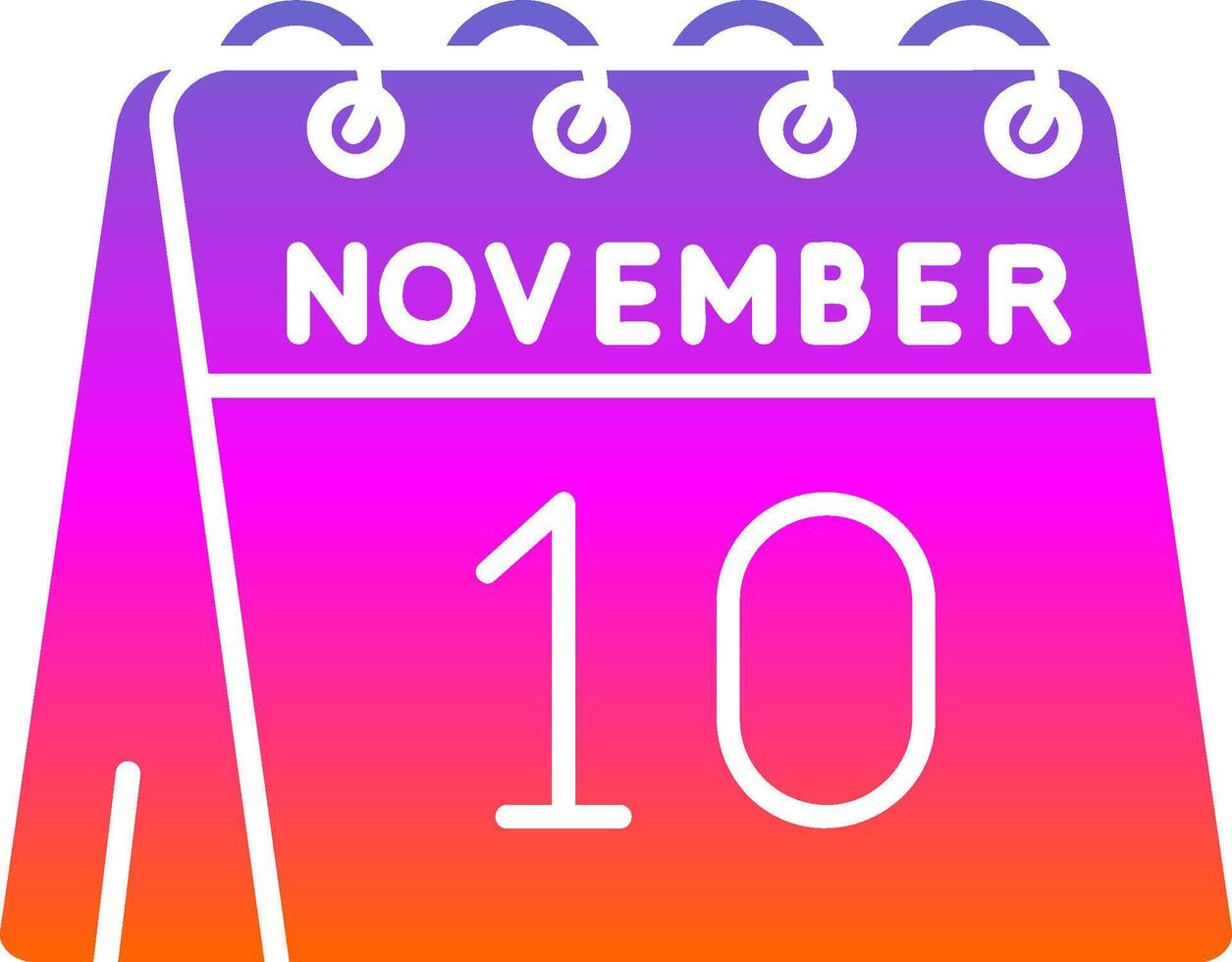 10 de noviembre glifo degradado icono vector