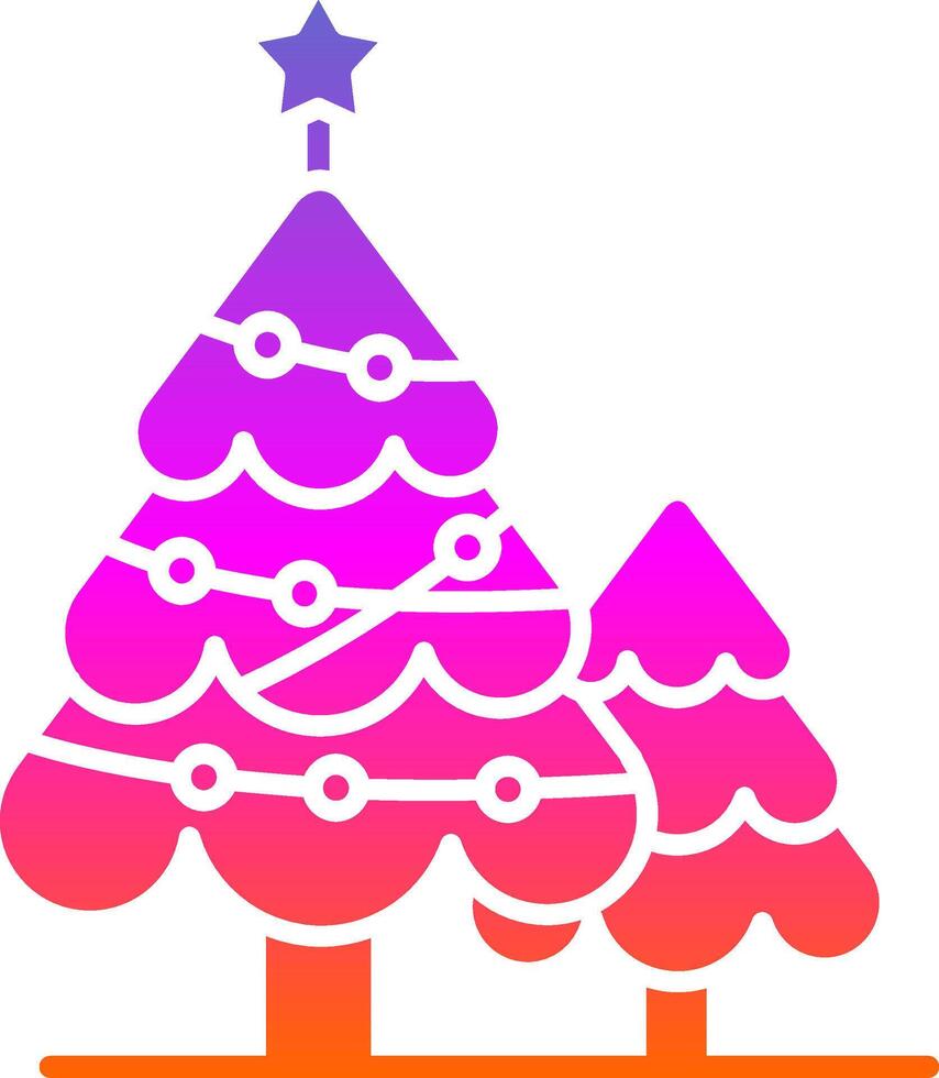 Navidad árbol glifo degradado icono vector