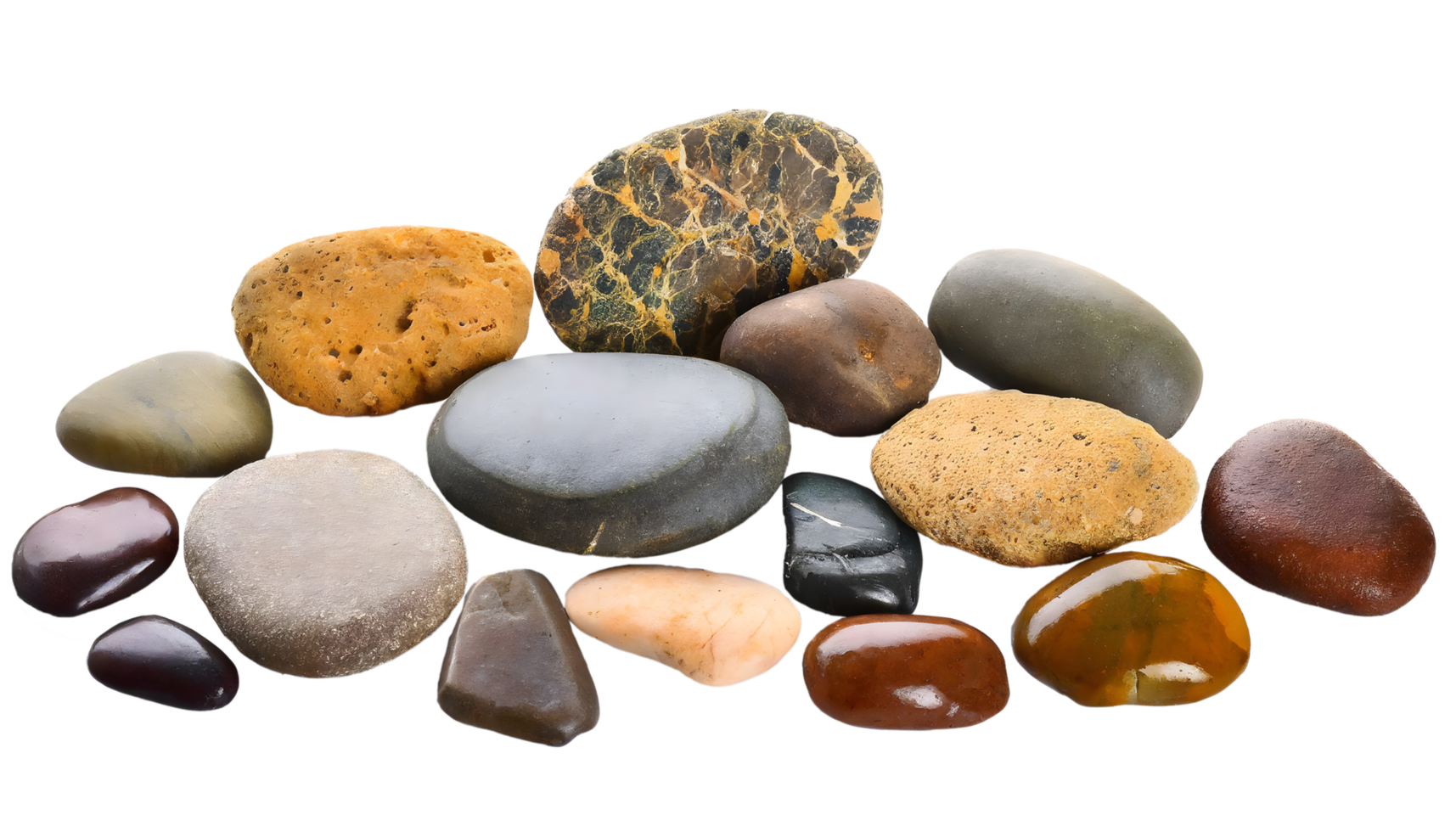 Group of colorful stones pebbles png