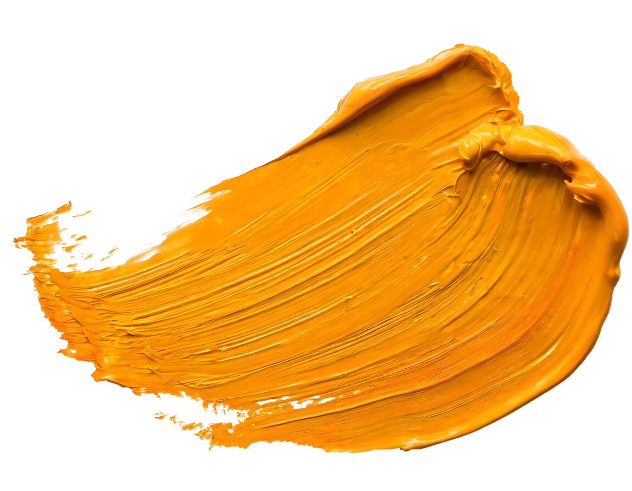 Yellow acrylic paint stroke and splash brush png