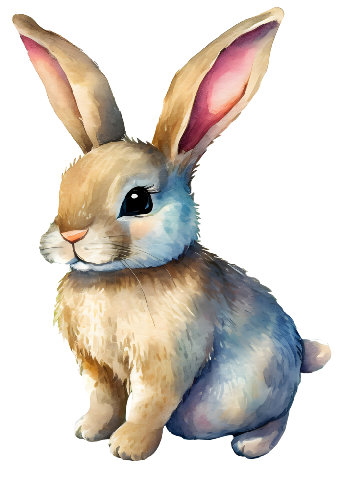 AI generated Watercolor illustration brown rabbit on Easter day png