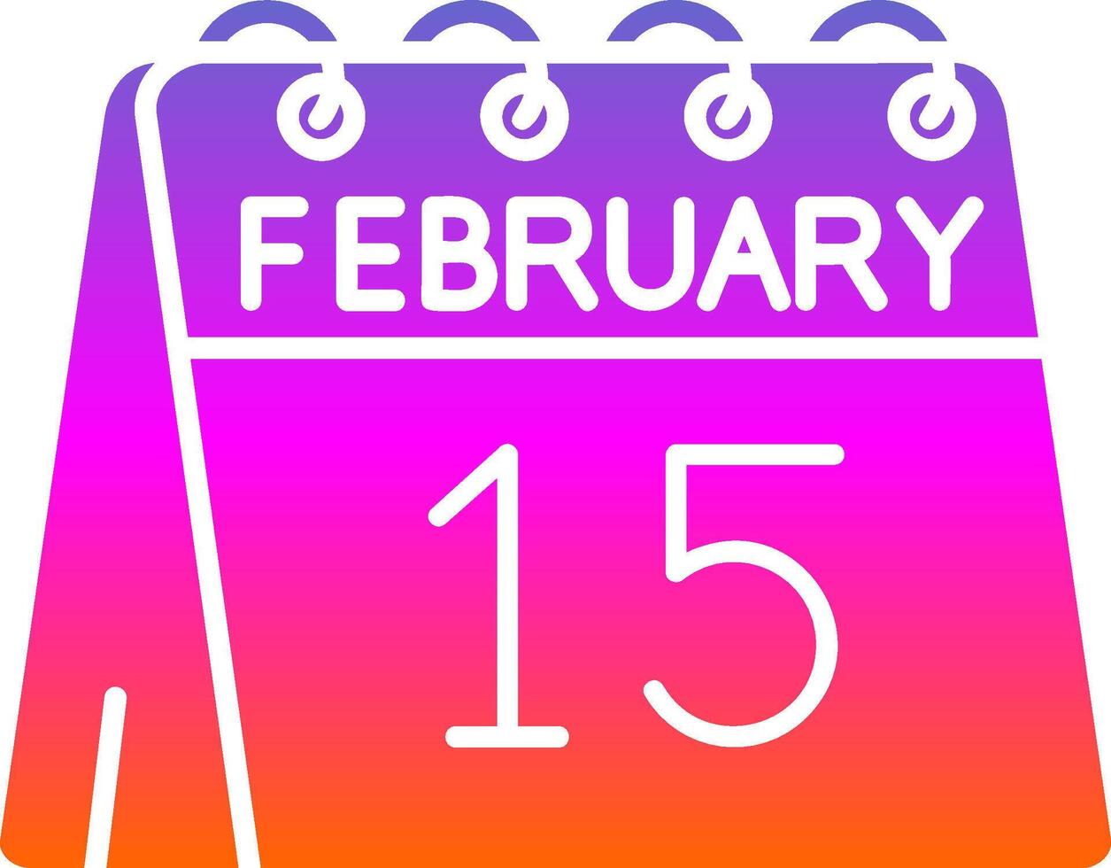 15th of February Glyph Gradient Icon vector