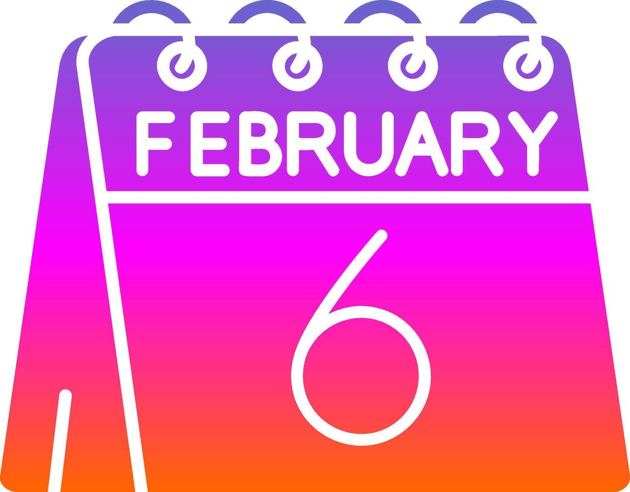 6th of February Glyph Gradient Icon vector