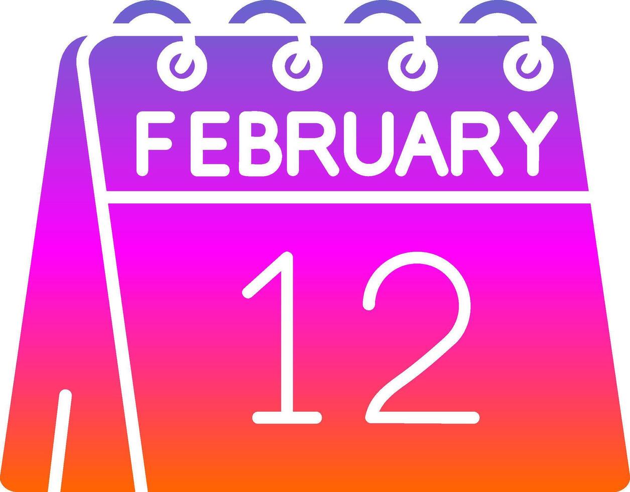 12th of February Glyph Gradient Icon vector