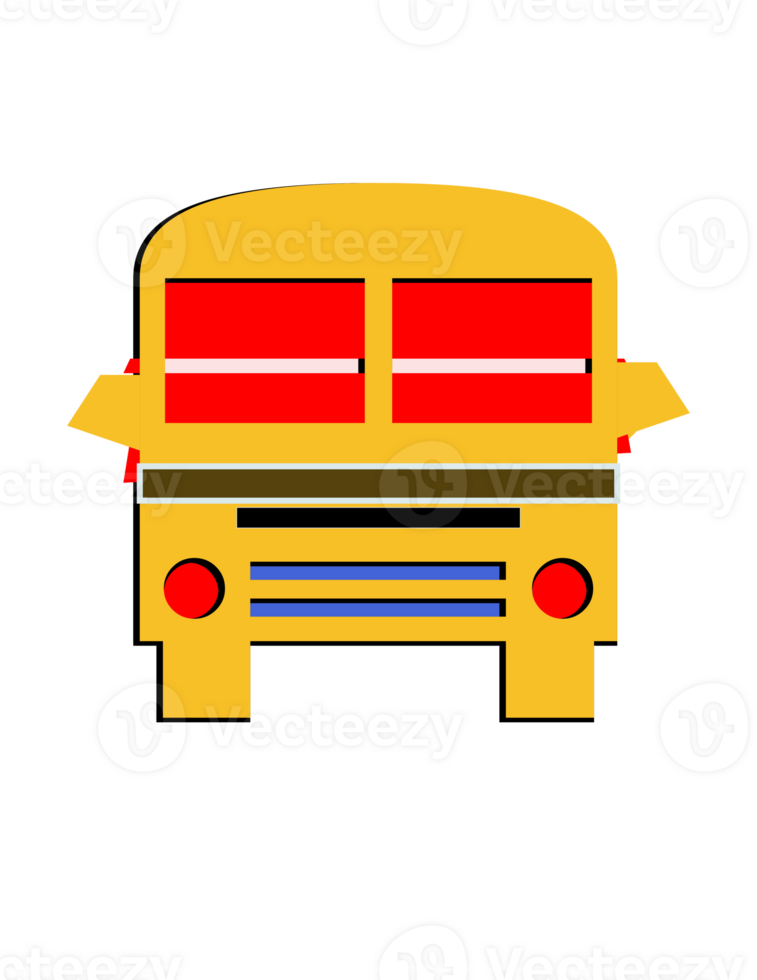 ilustração do uma amarelo escola ônibus. conceito do costas para escola Aprendendo para crianças e placas de sinal. isolado em fundo png