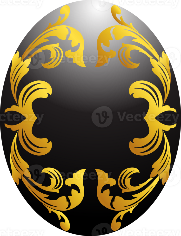 The easter egg Black and gold  for holiday concept. png