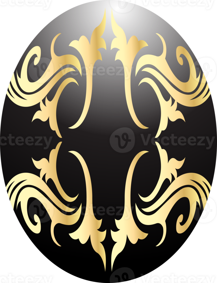 The easter egg Black and gold  for holiday concept. png