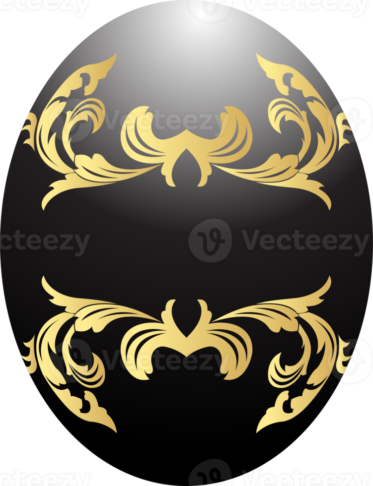 The easter egg Black and gold  for holiday concept. png