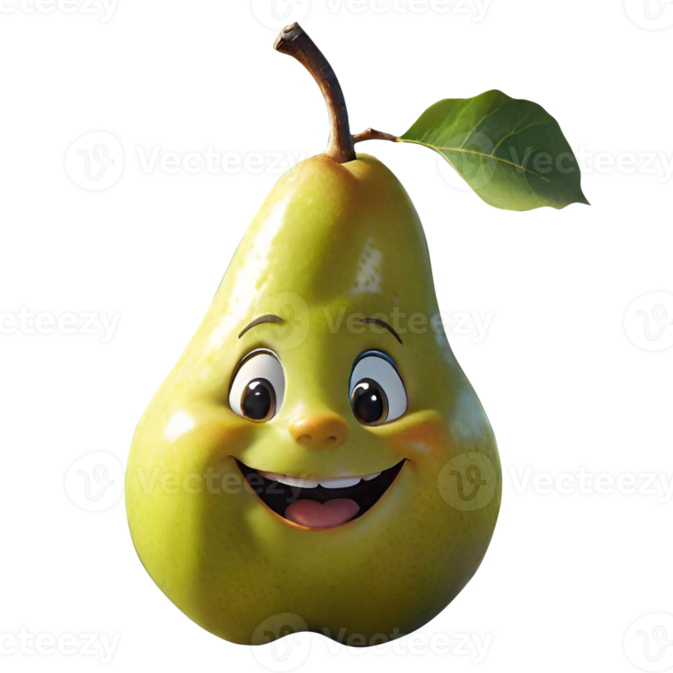 AI generated Funny pear illustration png