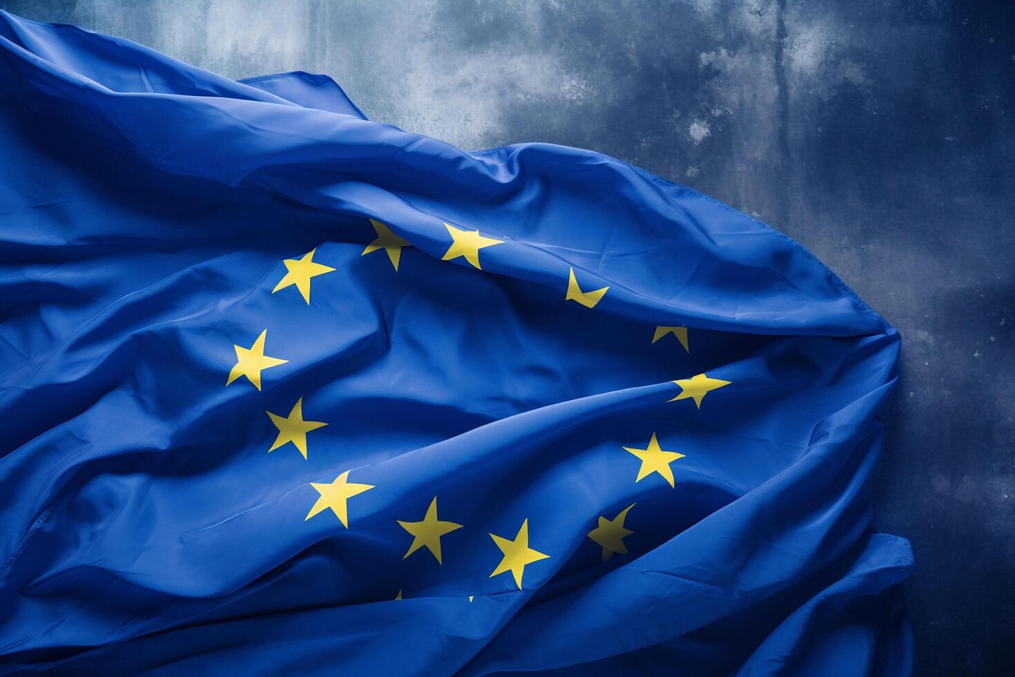 ai generado ondulación europeo Unión bandera, cerca arriba de europeo bandera foto