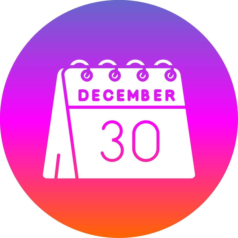 30 de diciembre glifo degradado circulo icono vector